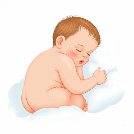 Illustration of a sleeping baby resting on a cloud