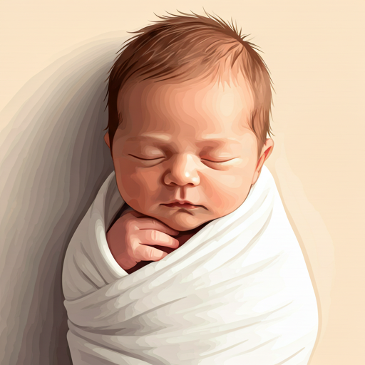Illustration of a swaddled newborn sleeping peacefully